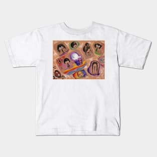 Kawaii Characters on Kraft Paper Kids T-Shirt